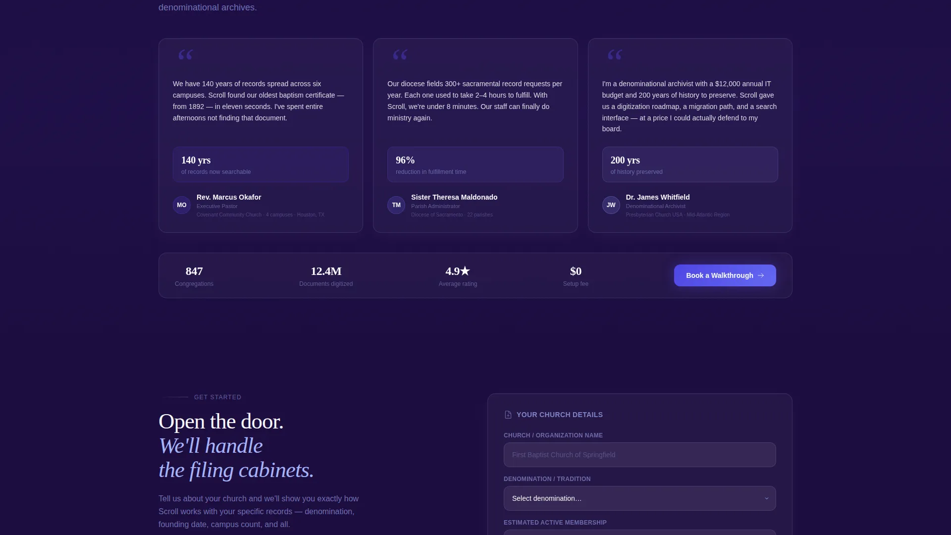 Church & Religious Software Specialist Cost Calculator Website Template