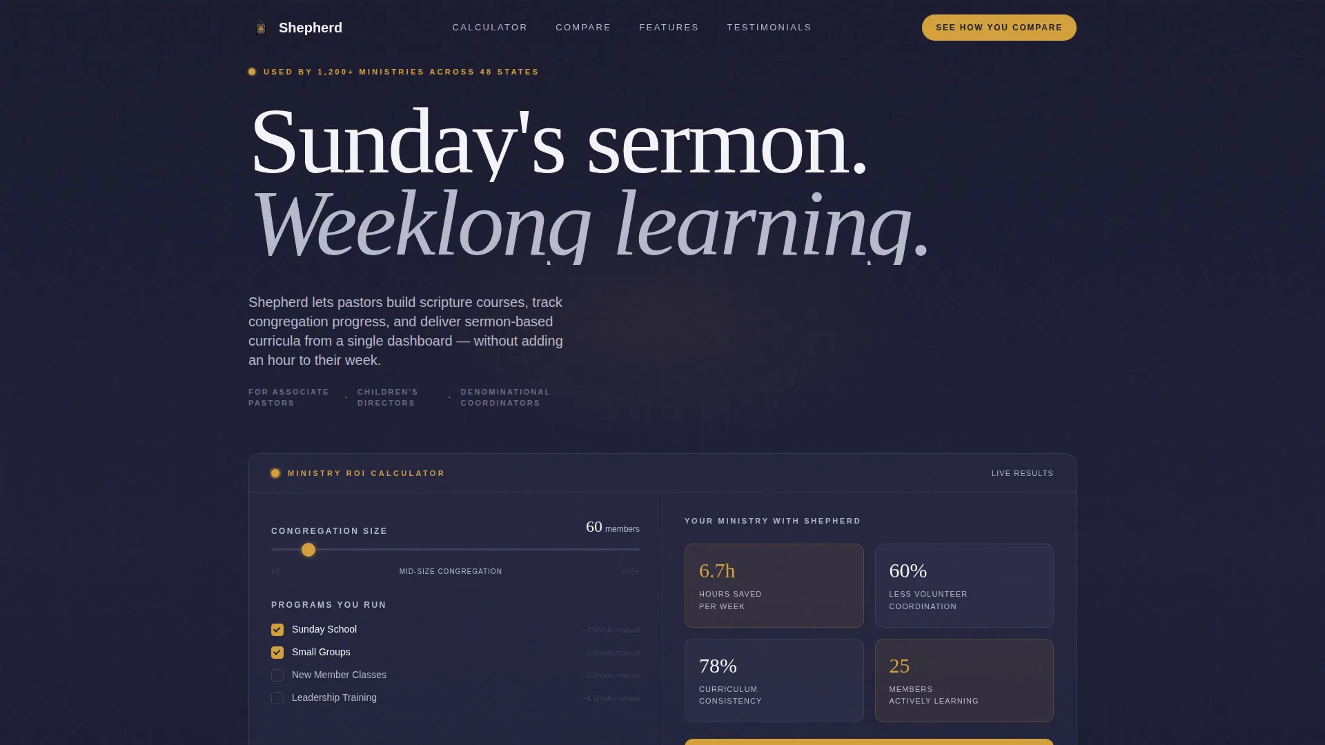 Church & Religious Software Complete Cost Calculator Website Template