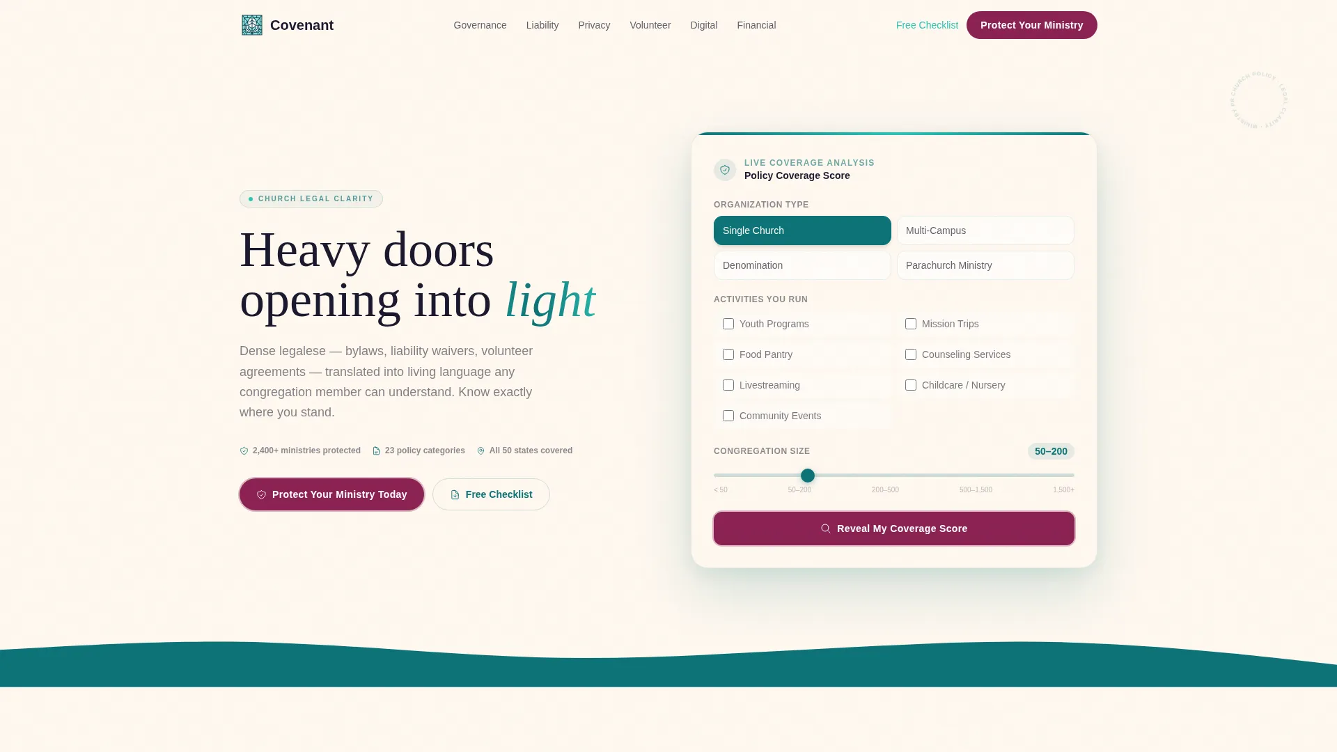 Church & Religious Org Cost Calculator Website Template