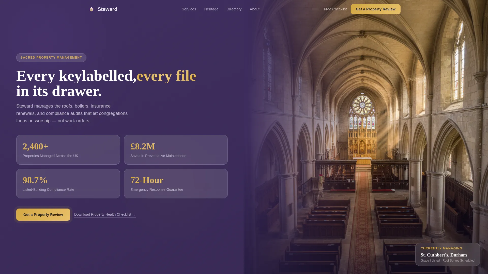 Church & Religious Property Management Landing Page
