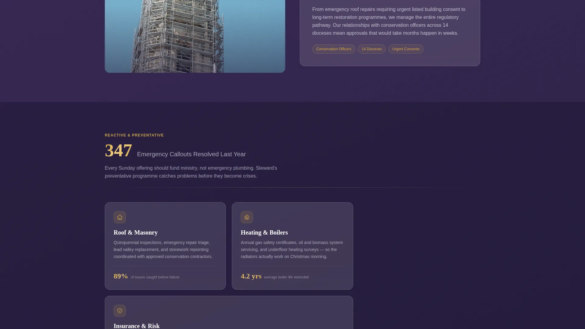 Church & Religious Property Management Landing Page