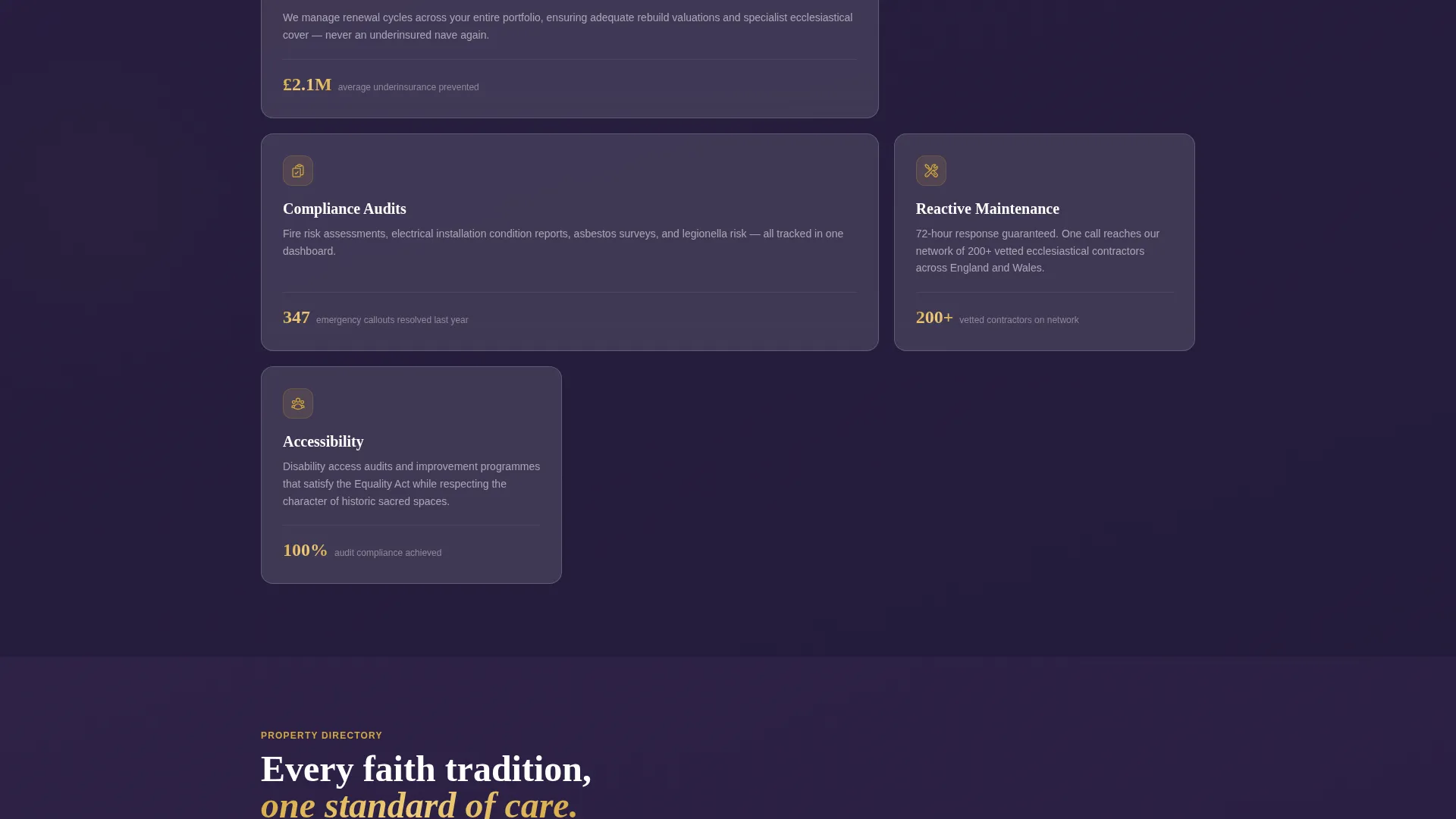 Church & Religious Property Management Landing Page