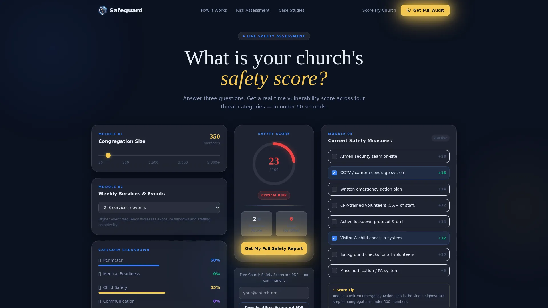 Church Safety Management Landing Page Template