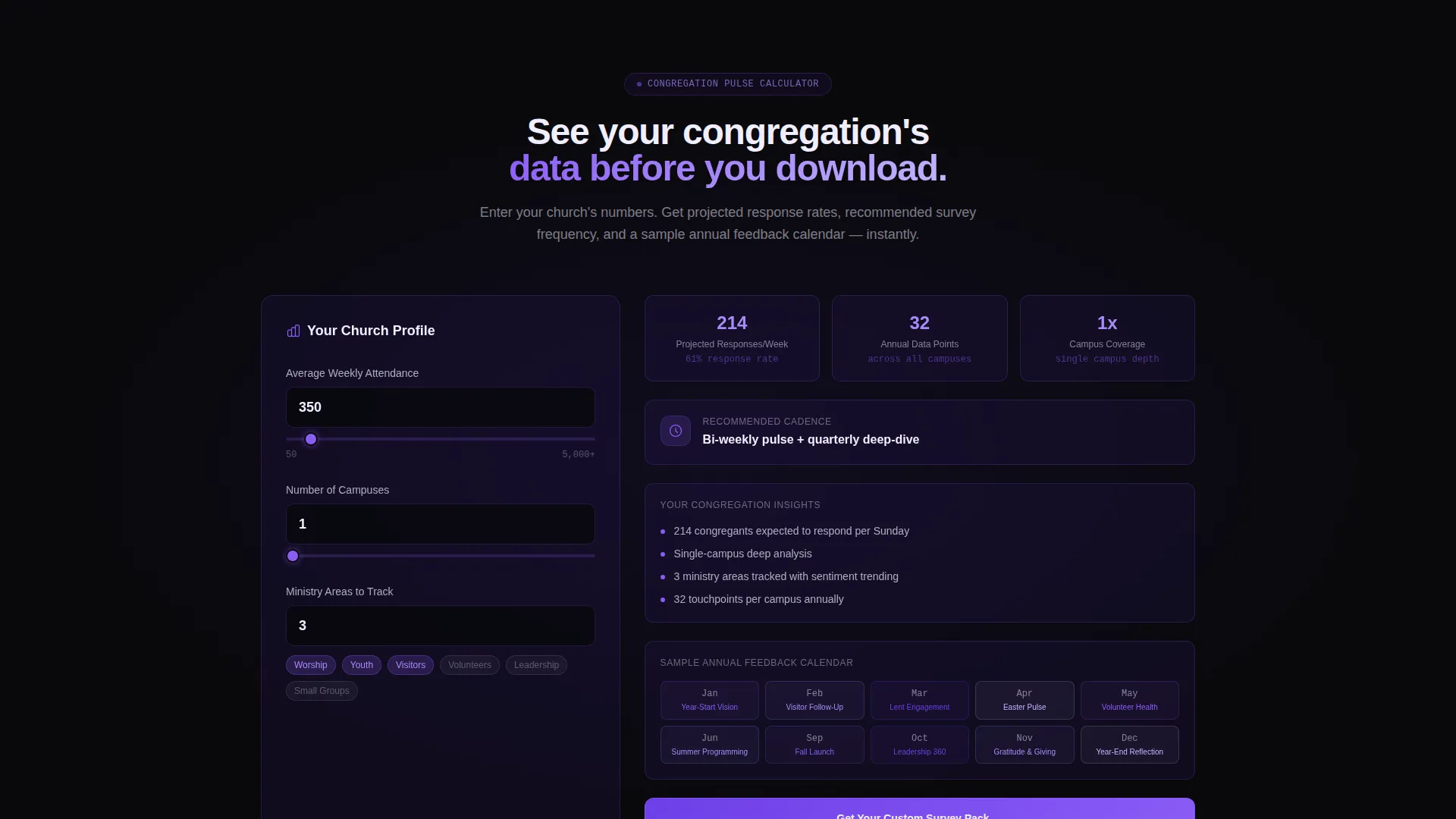 Church Survey & Feedback App Landing Page Template
