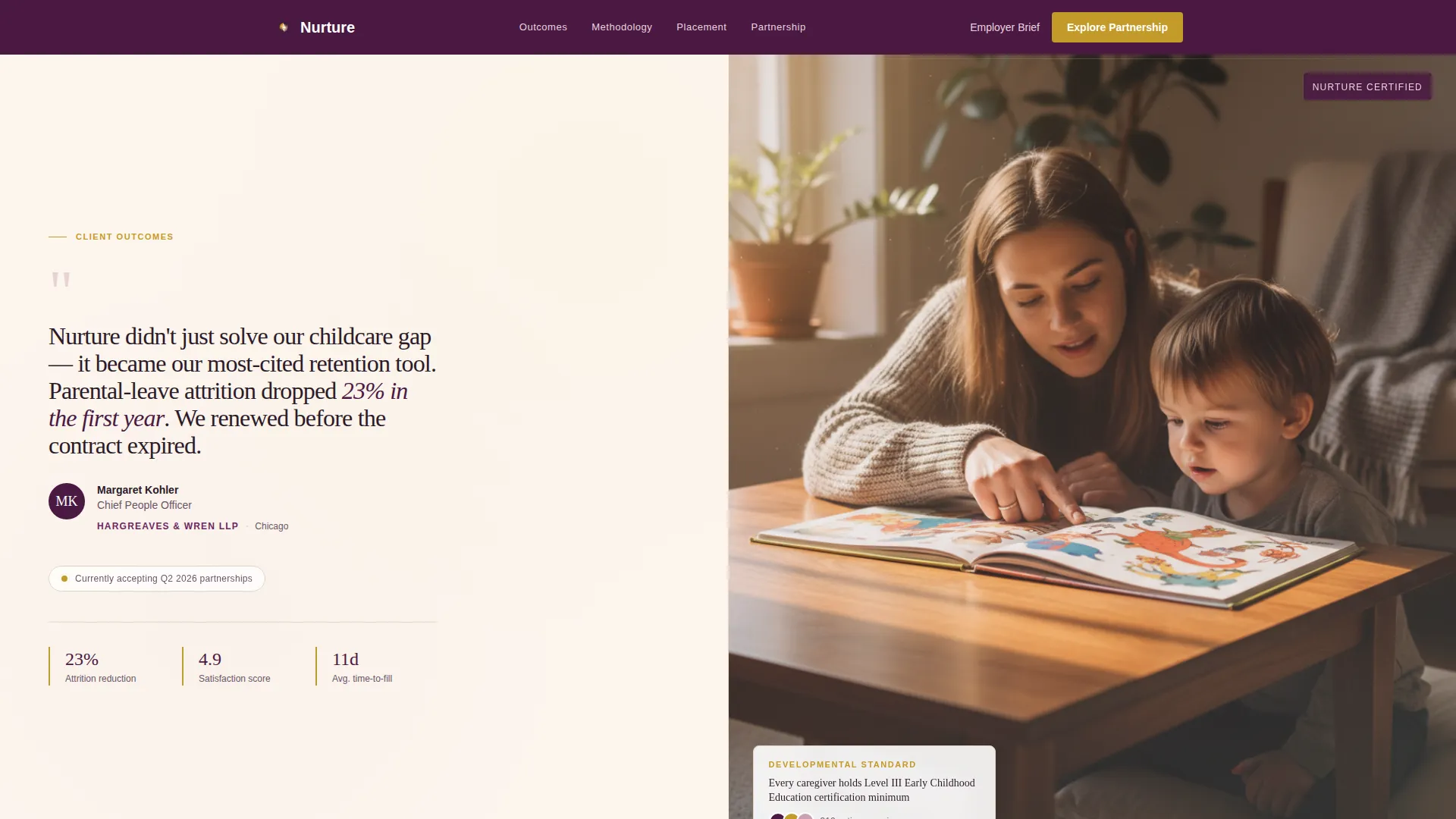 Nanny & Au Pair Corporate Partnership Landing Page