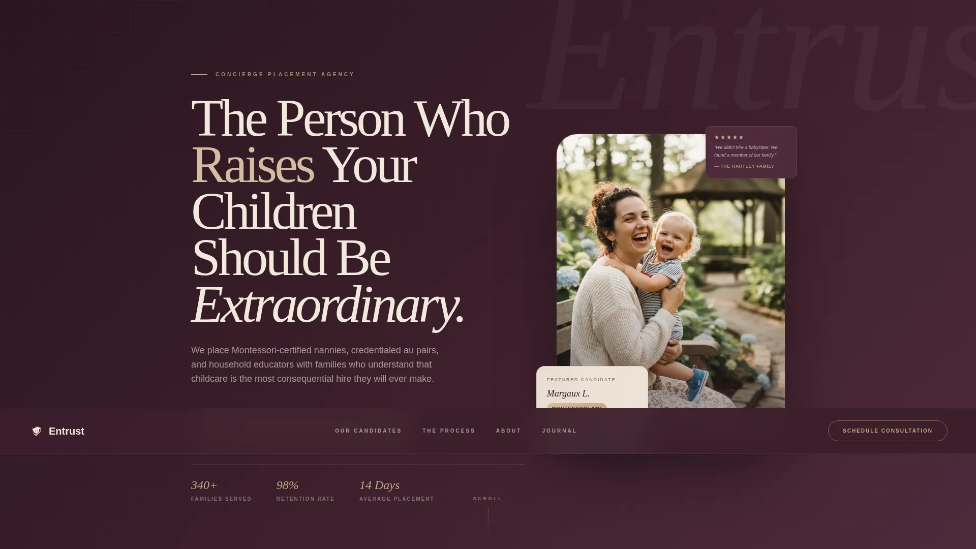 Elite Nanny & Au Pair Agency Landing Page Template