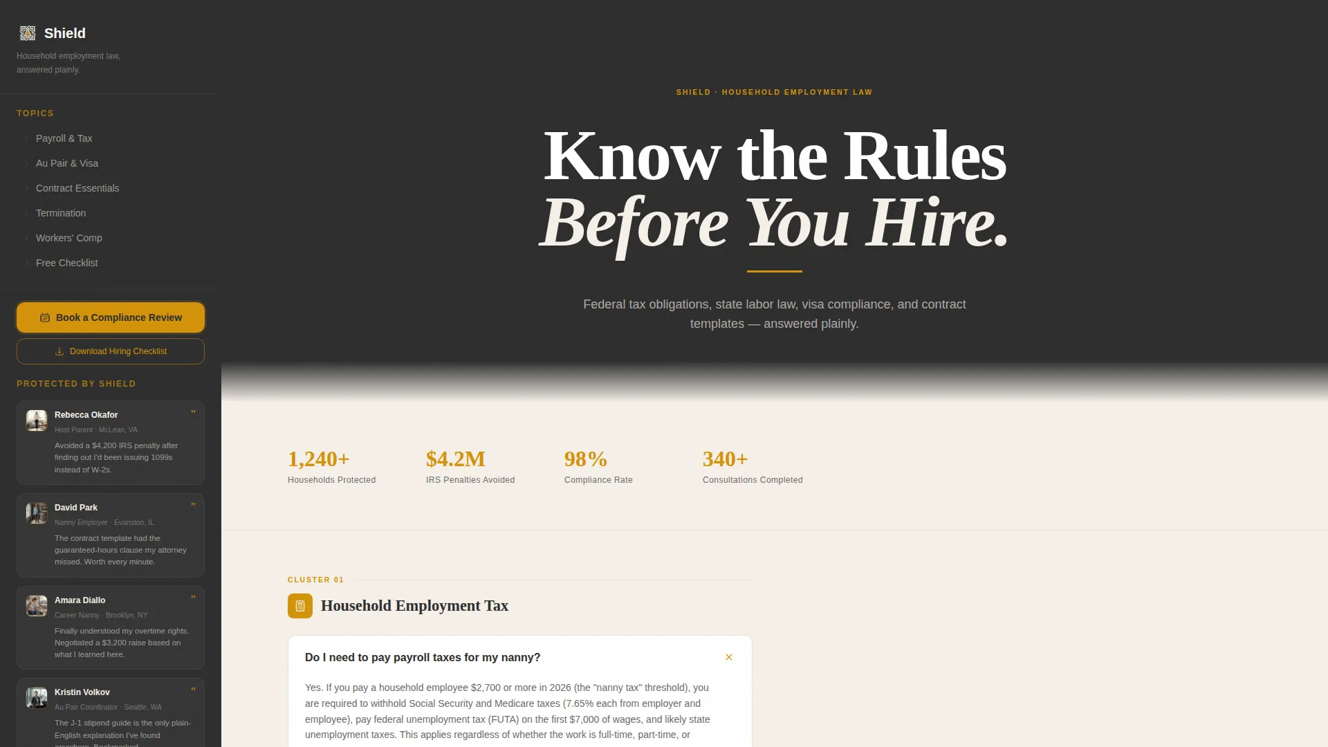 Nanny Employment Law Landing Page Template