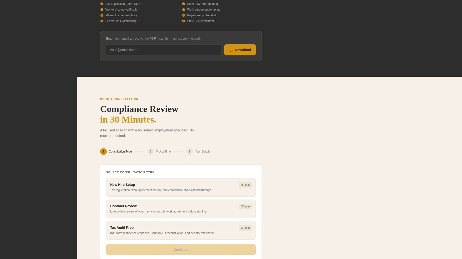 Nanny Employment Law Landing Page Template