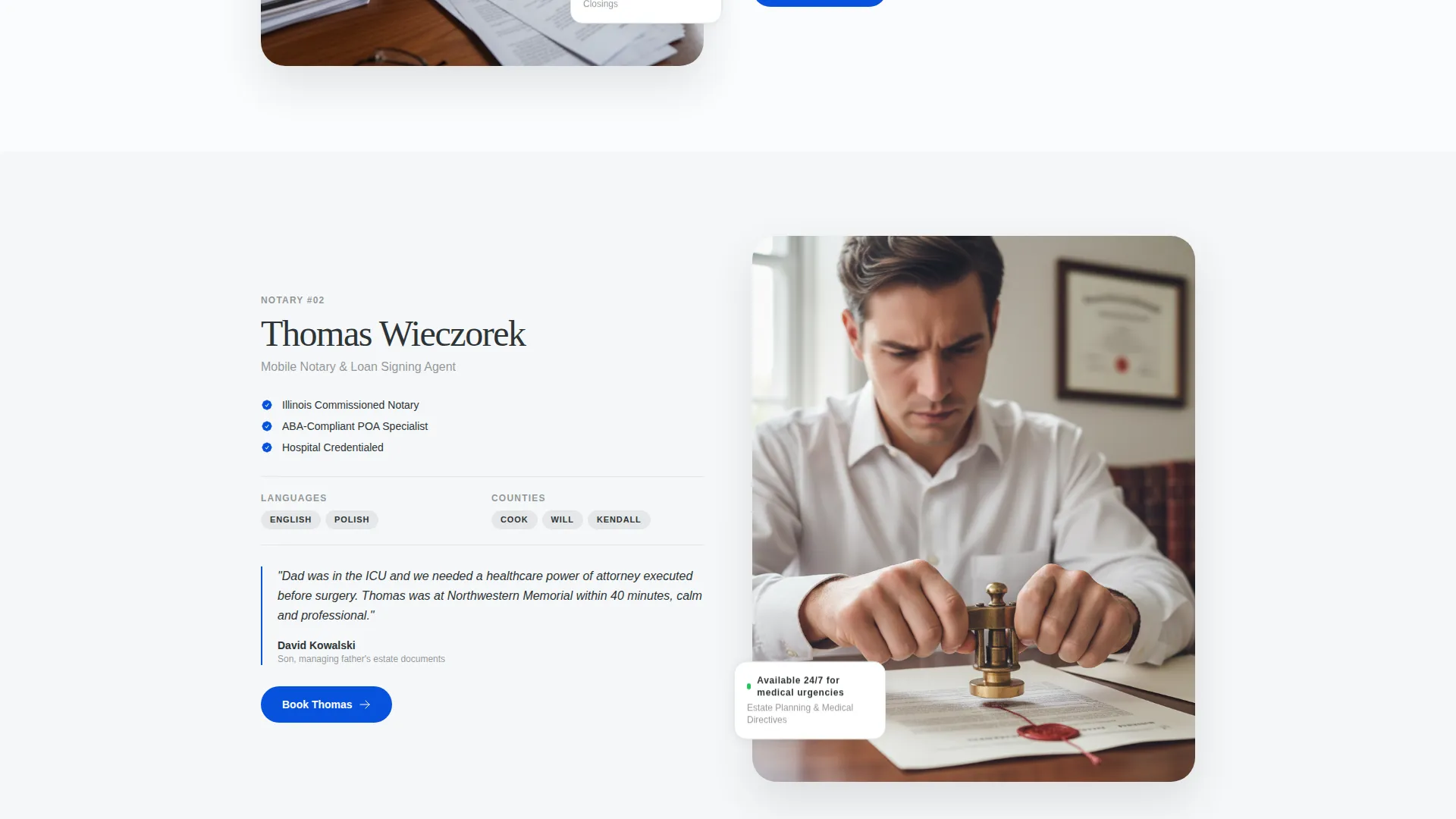 Mobile Notary Booking Landing Page Template