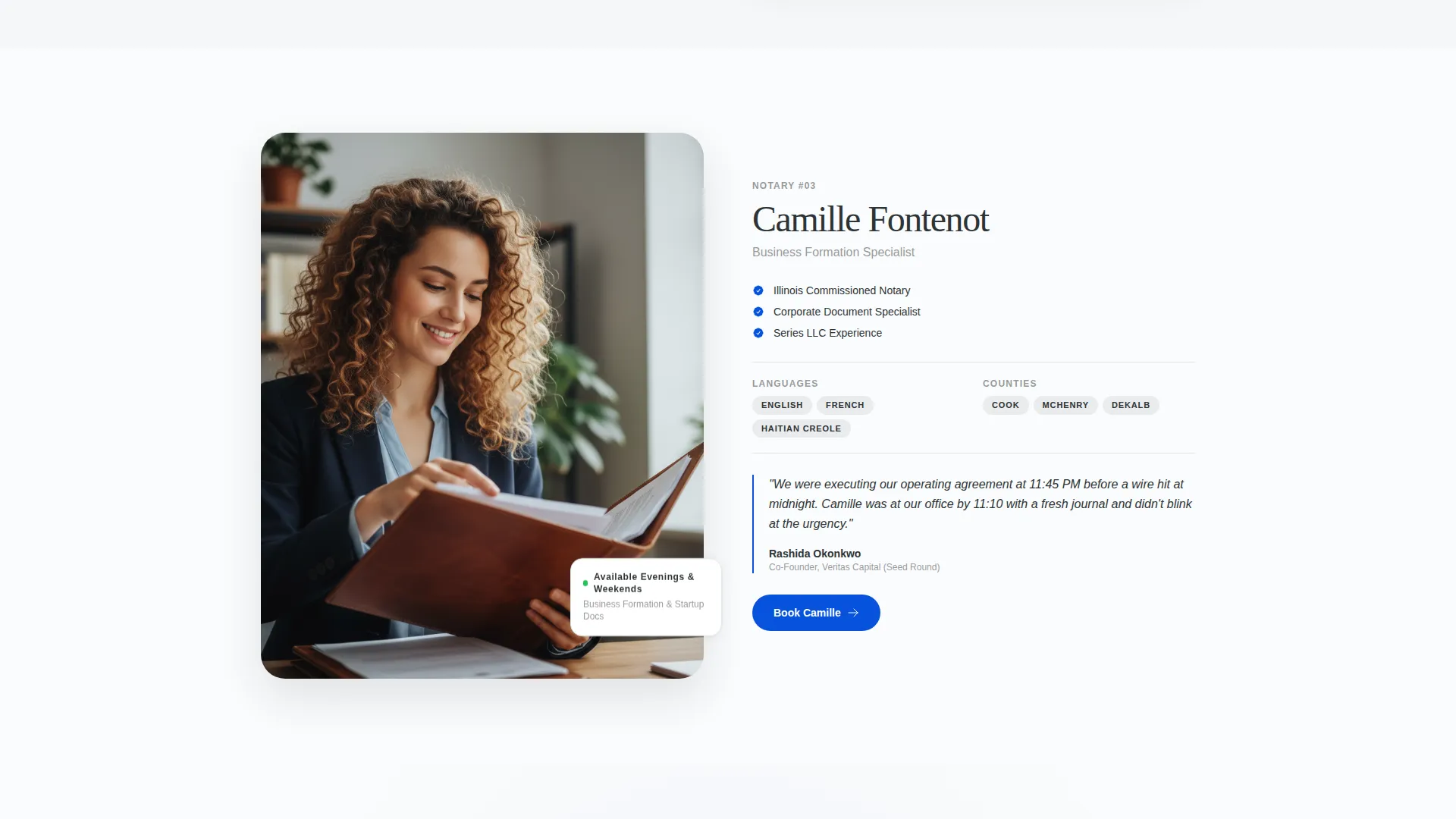Mobile Notary Booking Landing Page Template