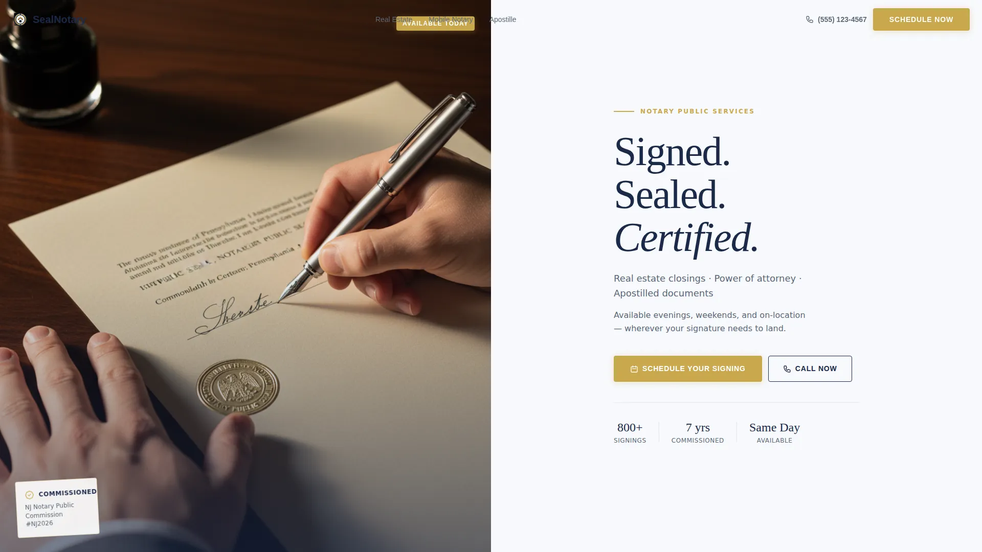 Notary Public Landing Page Template