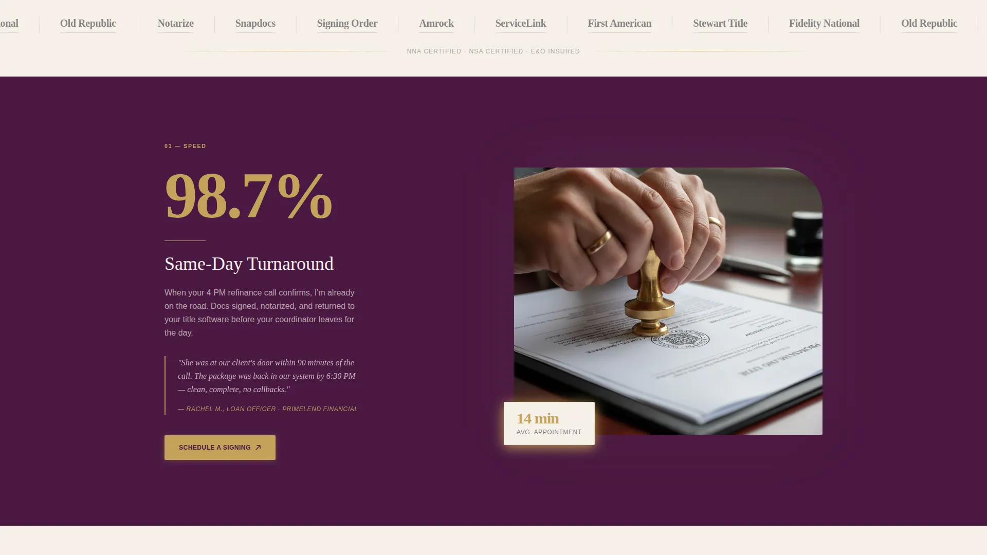 Certified Document Notary Landing Page Template
