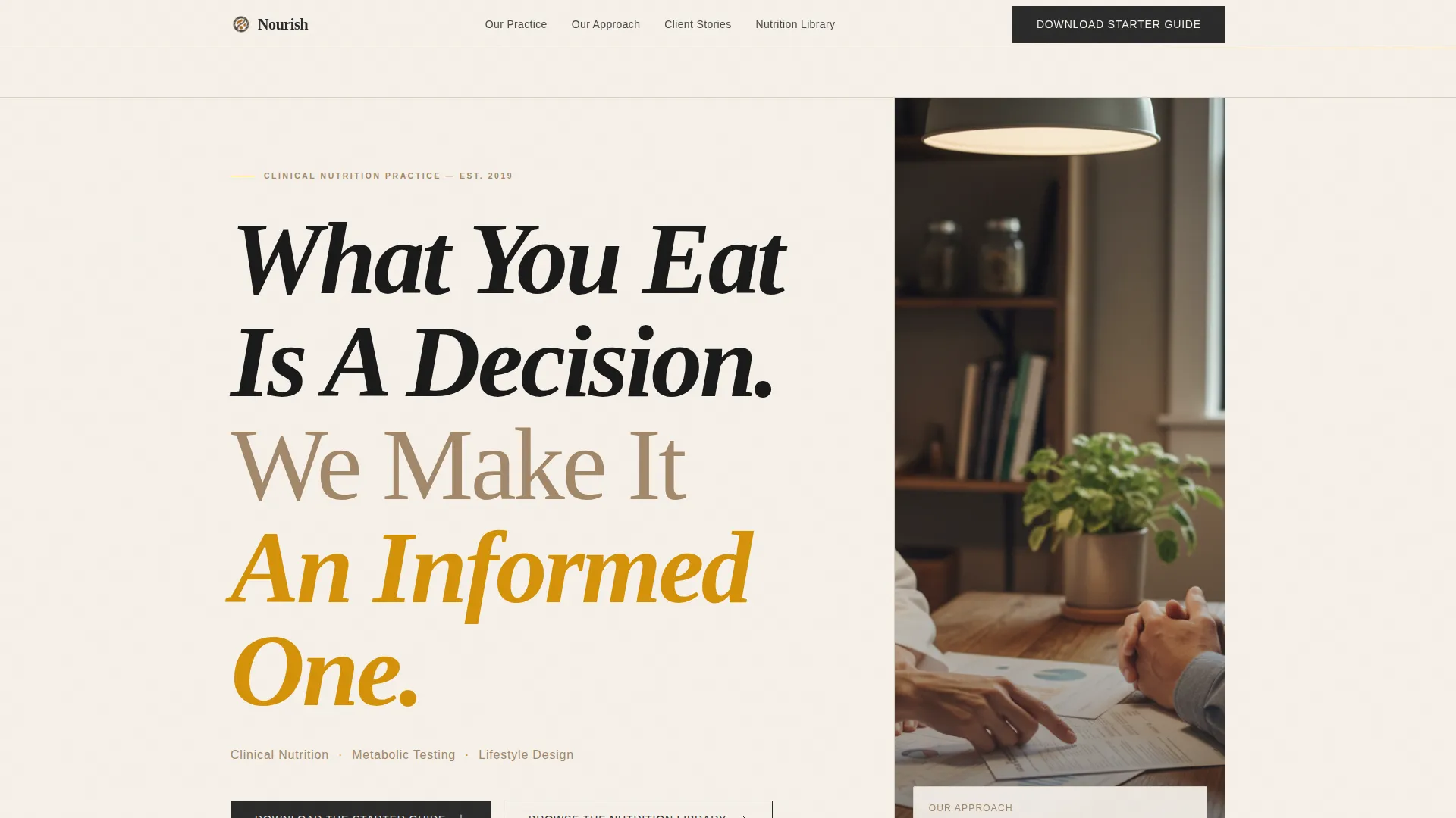 Editorial Nutritionist Landing Page Template