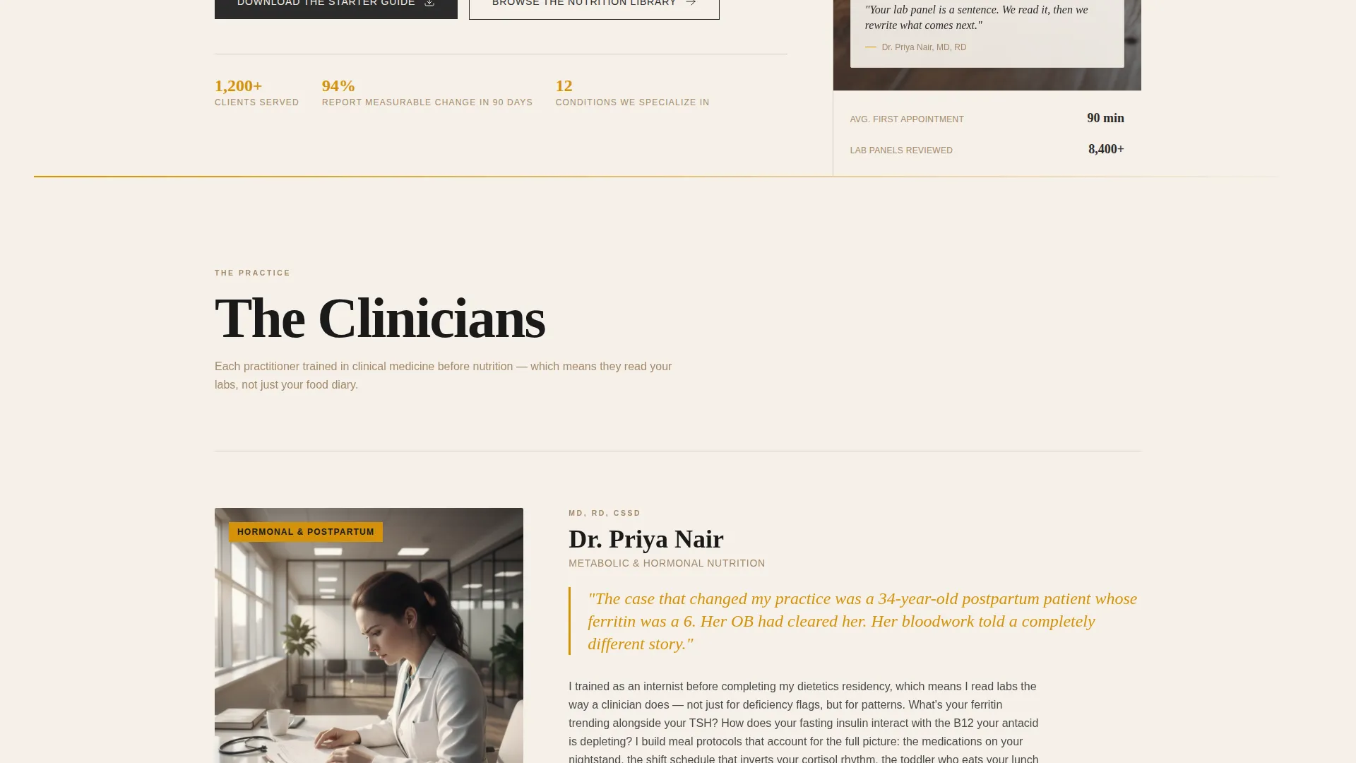 Editorial Nutritionist Landing Page Template