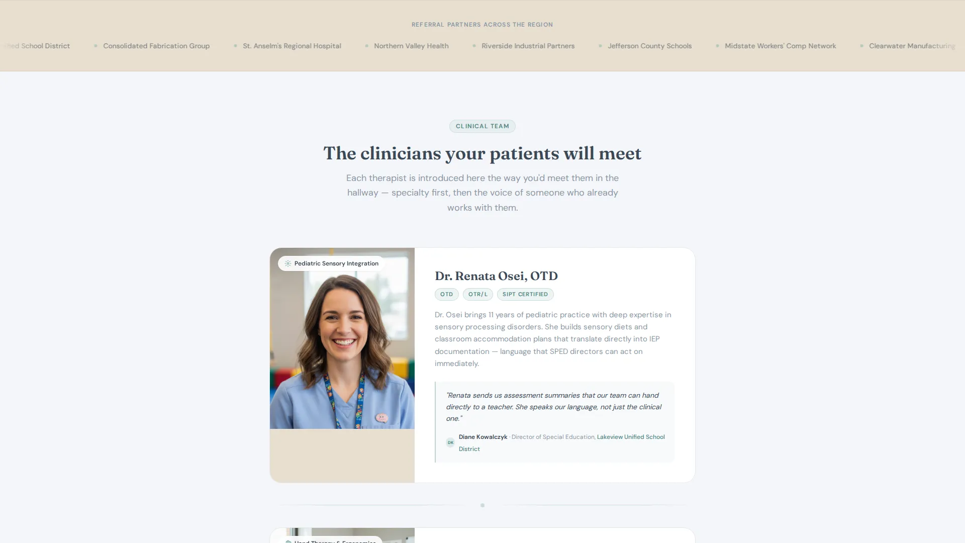 Occupational Therapy Referral Landing Page Template