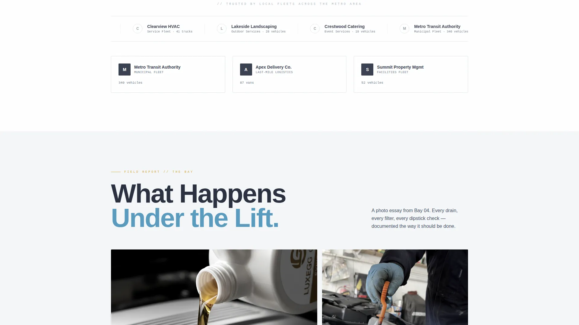 Oil Change Shop Landing Page Template for Facebook Ads