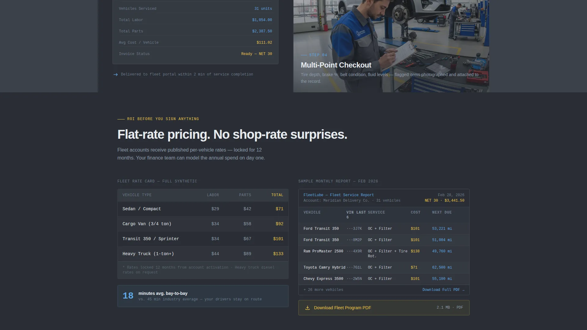 B2B Oil Change Fleet Service Landing Page Template