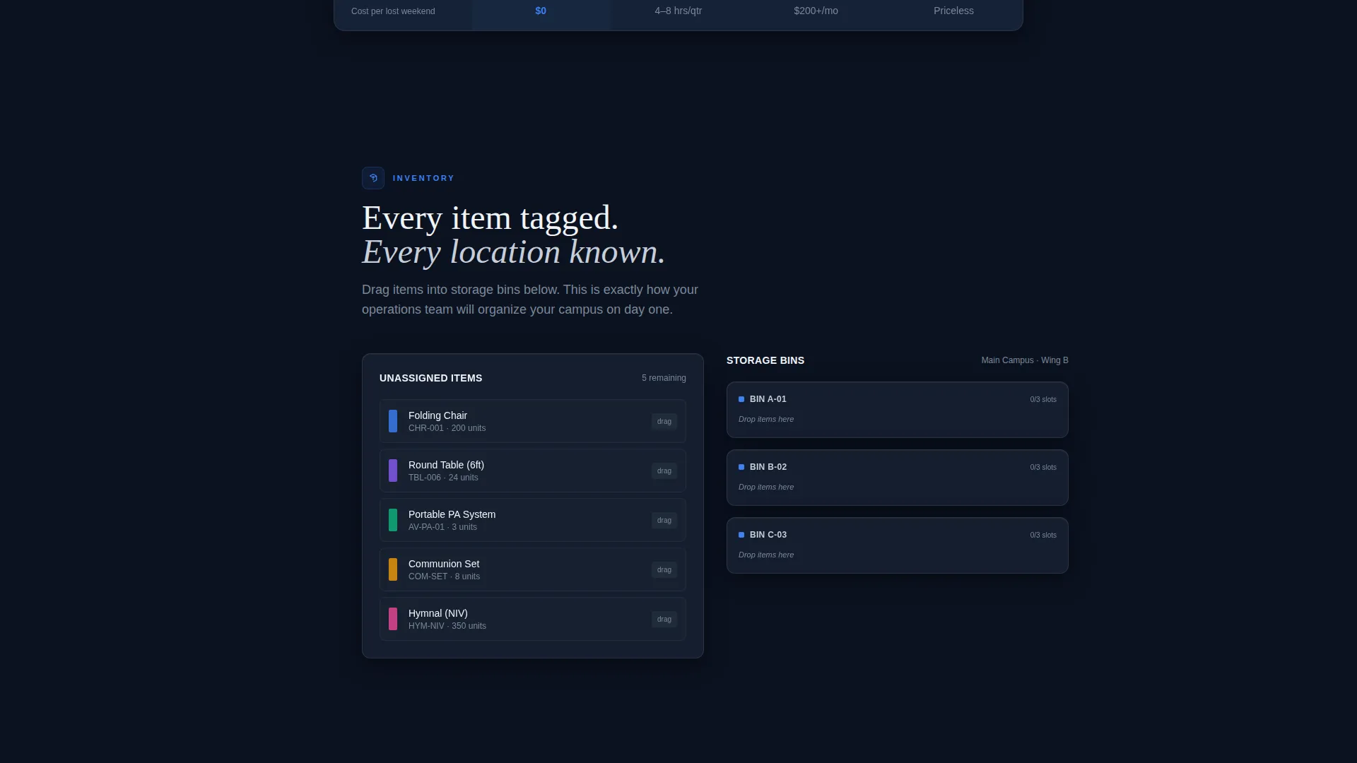 Church Inventory Management Landing Page Template