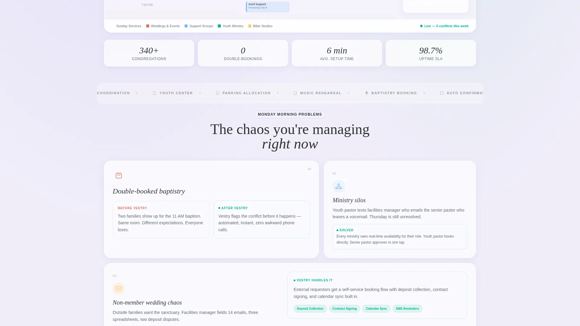 Church Vertical SaaS Booking Website Template