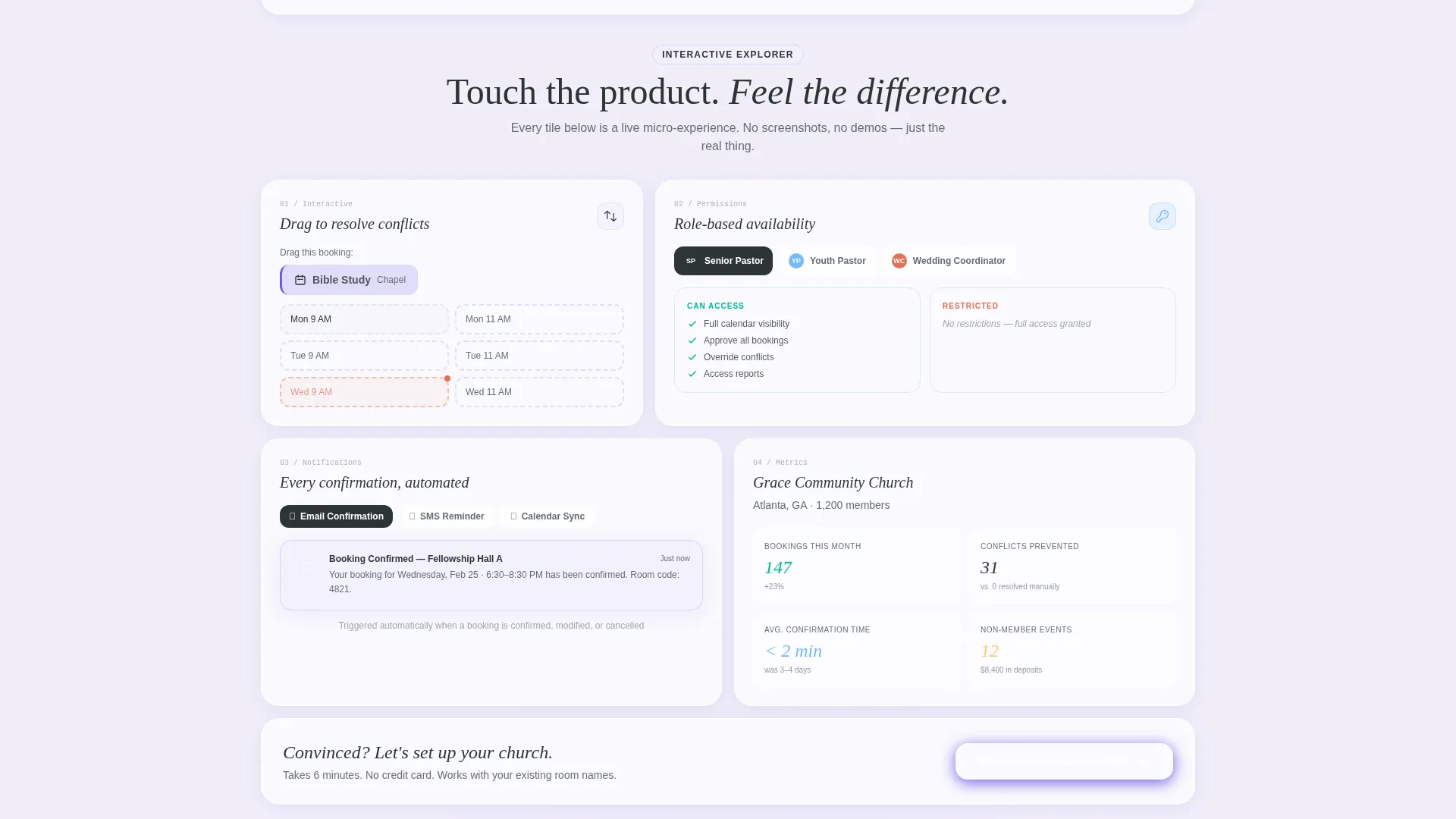 Church Vertical SaaS Booking Website Template