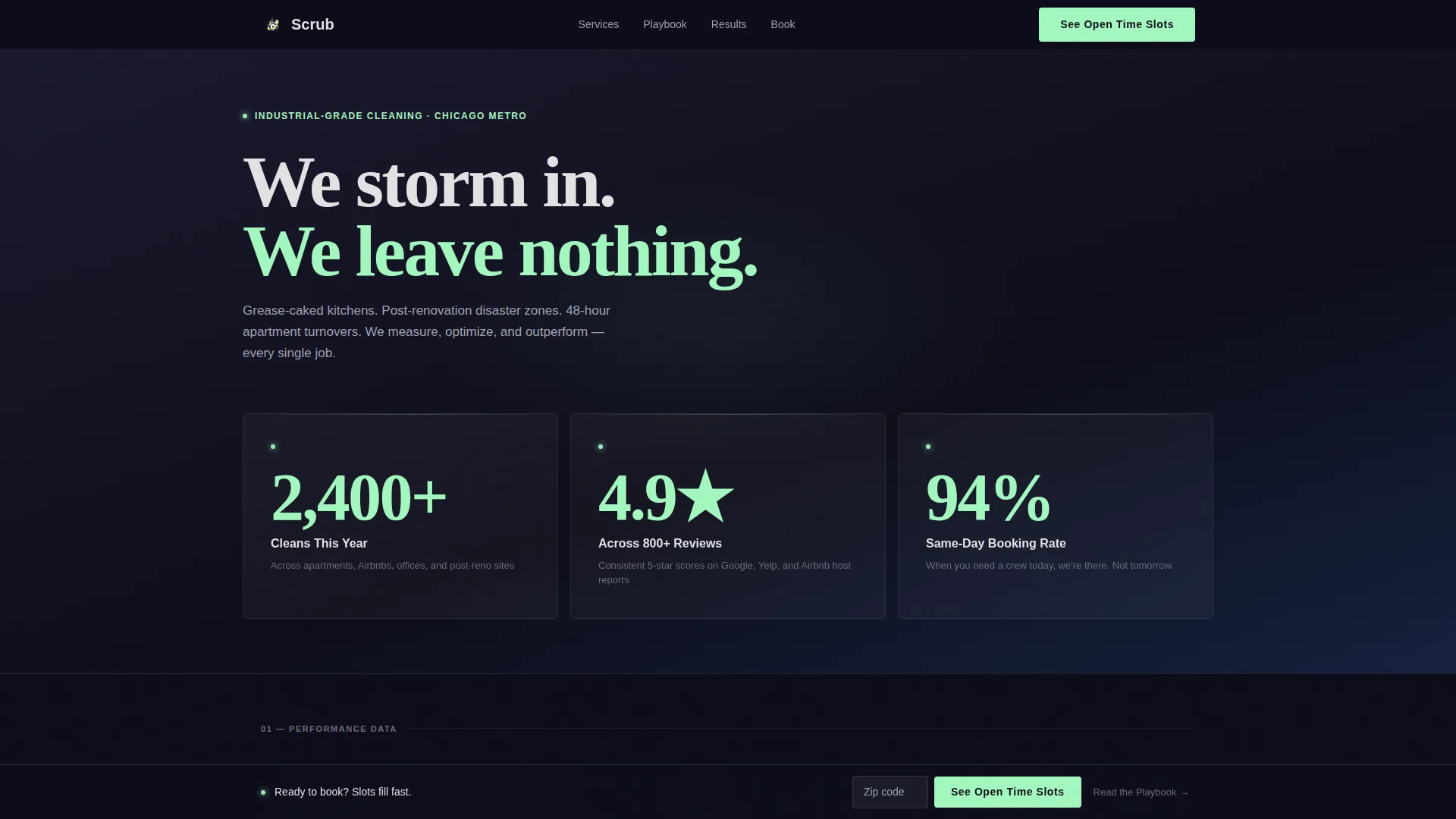 High-Performance Cleaning Service Data-First Website Template