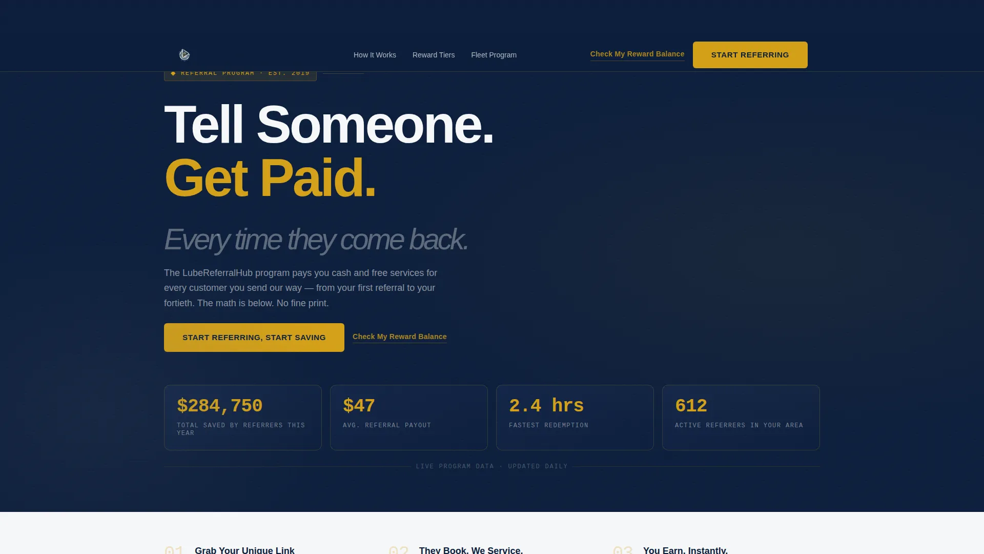 Rewarding Oilchange Landing Page Template