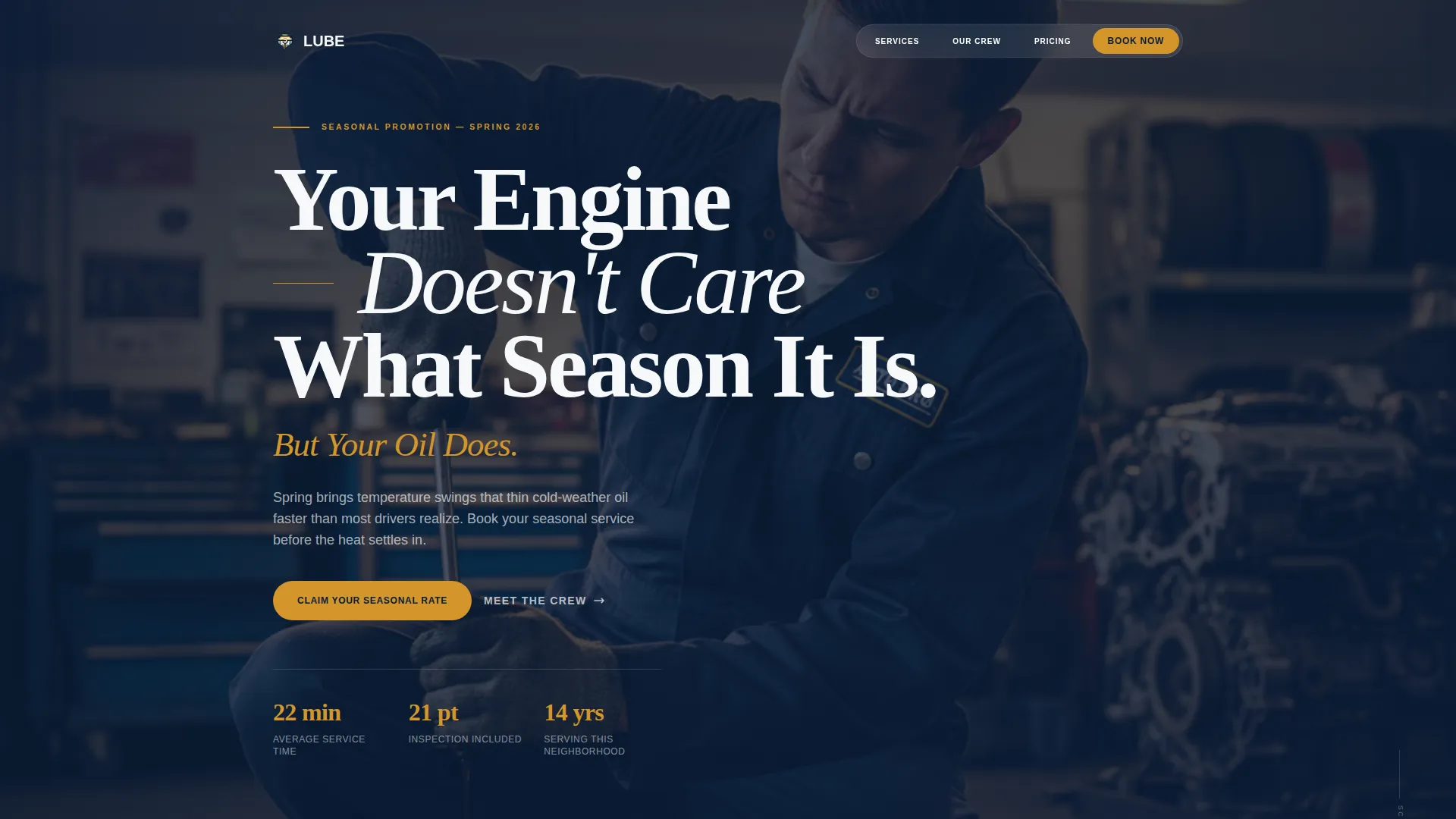 Seasonal Oil Change Shop Landing Page Template