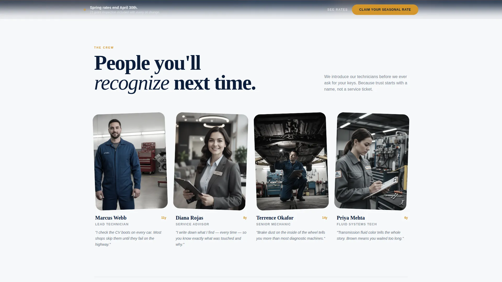 Seasonal Oil Change Shop Landing Page Template