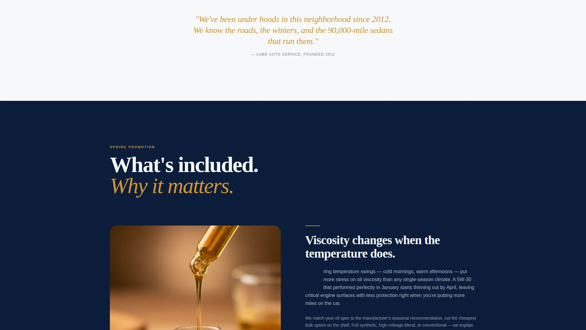 Seasonal Oil Change Shop Landing Page Template