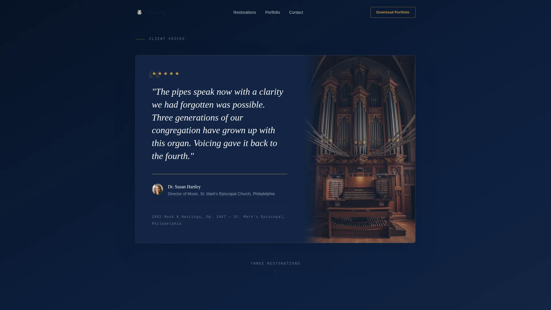 Organ Restorer Client Testimonial Landing Page Template