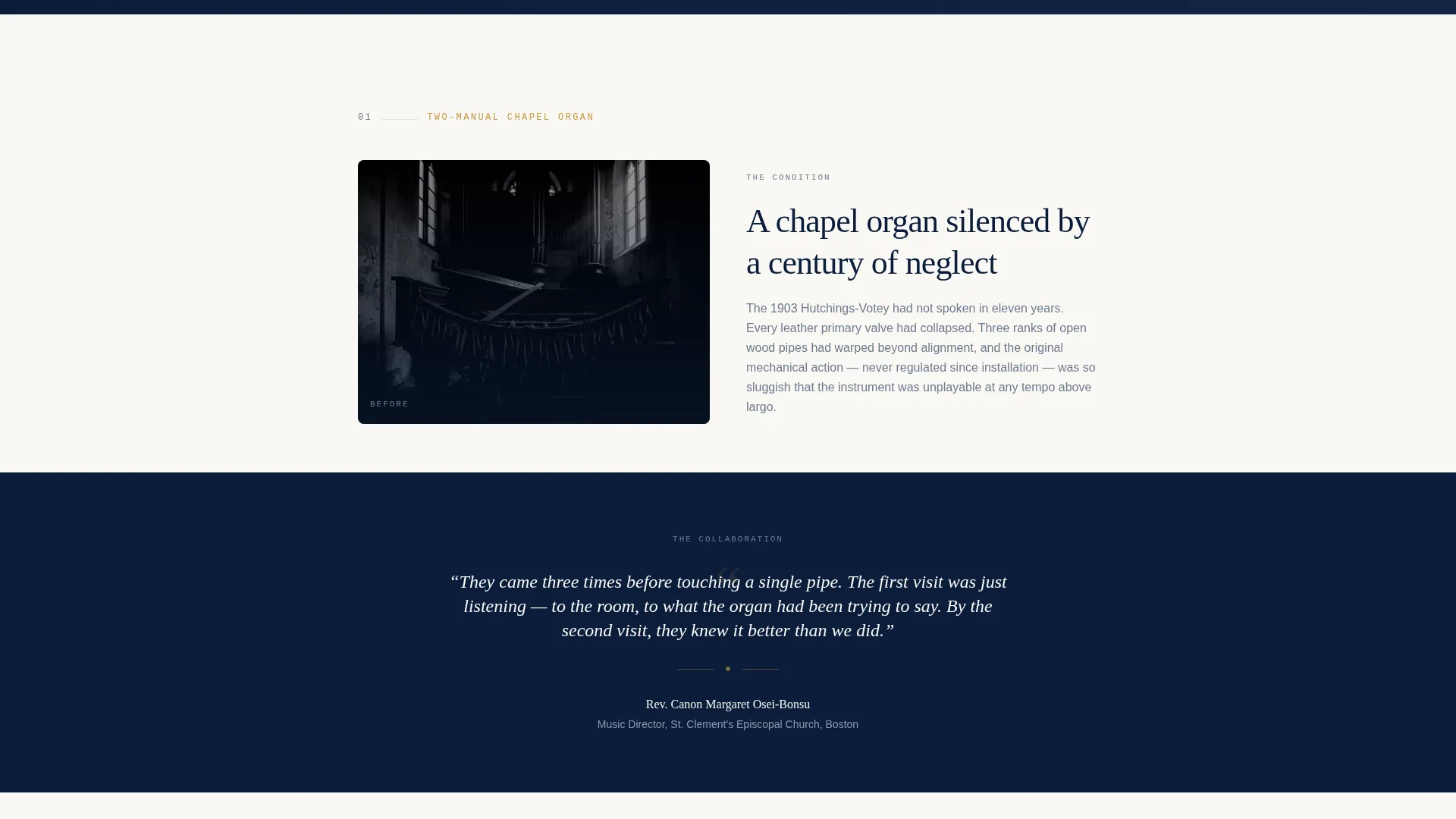 Organ Restorer Client Testimonial Landing Page Template