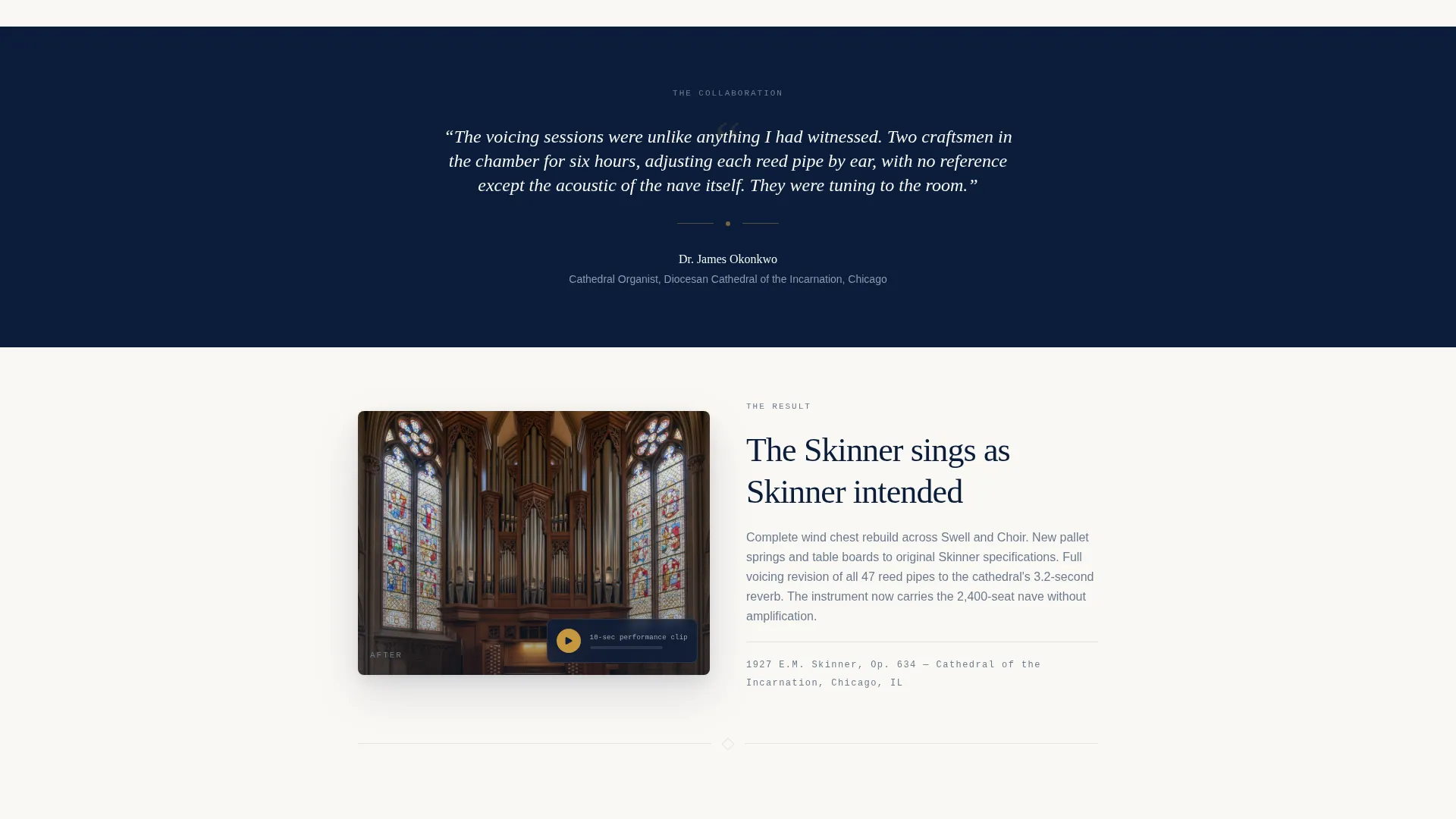 Organ Restorer Client Testimonial Landing Page Template