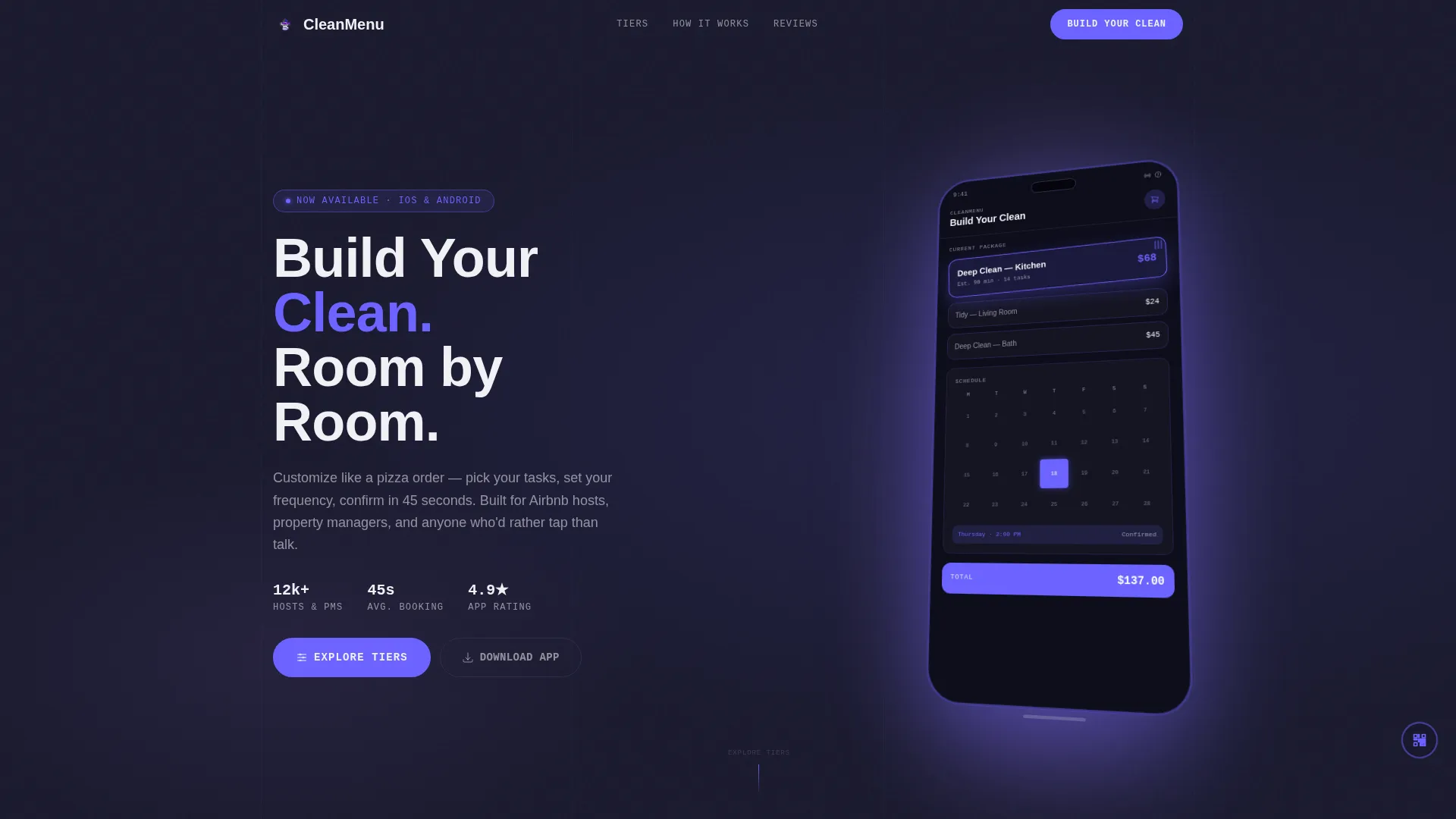 Cleaning Service Comparison Table Landing Page
