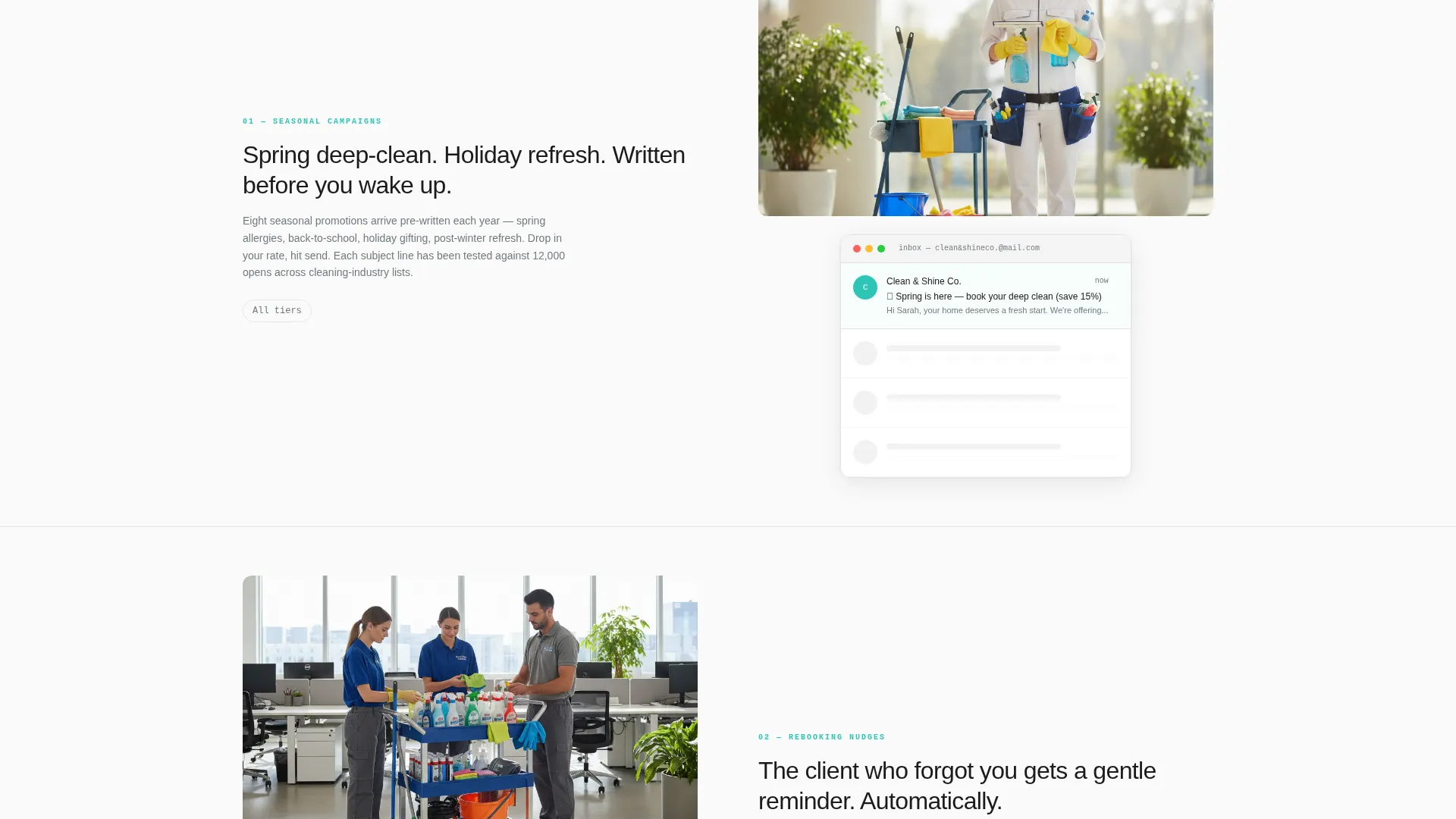 Cleaning Service Email Newsletter Landing Page