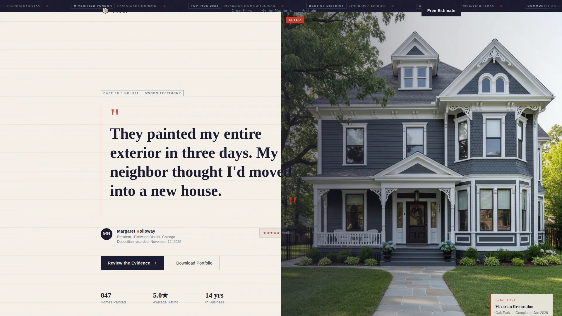House Painter Reviews & Testimonials Landing Page