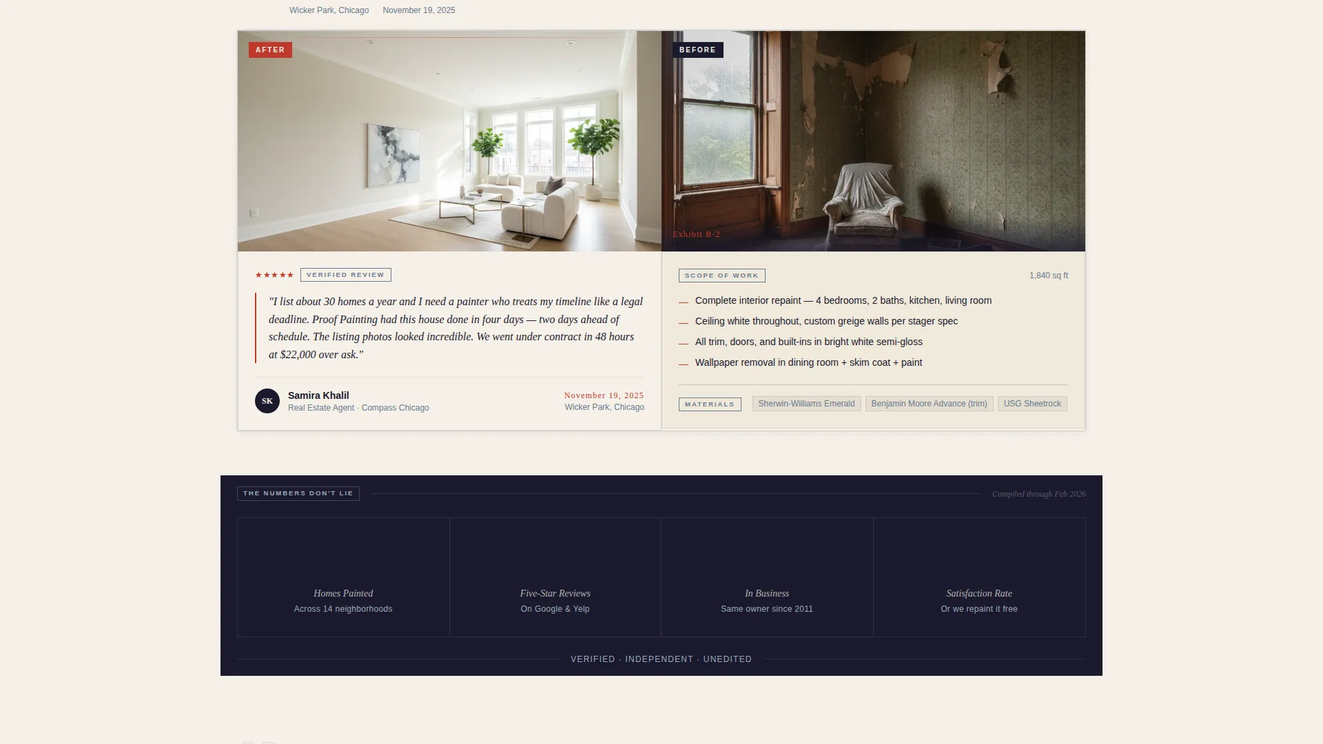 House Painter Reviews & Testimonials Landing Page