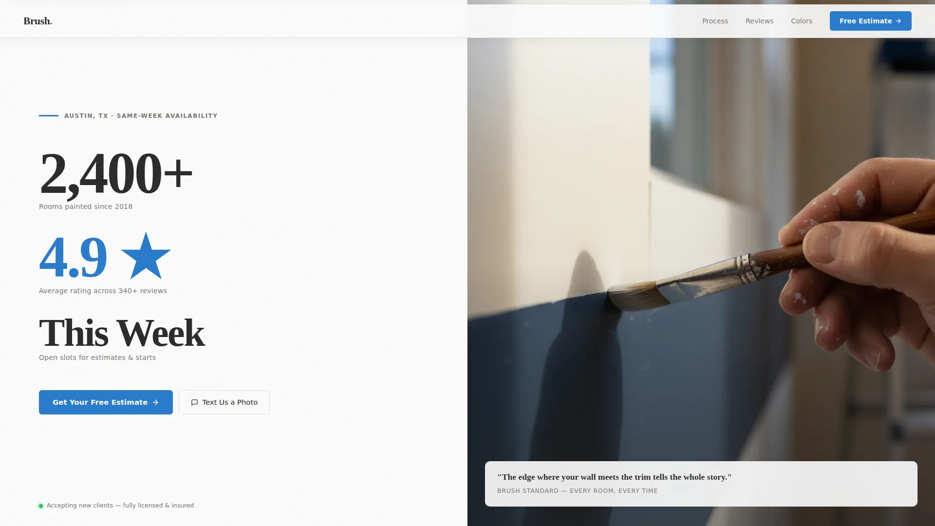 Editorial Painter Landing Page for Free Estimates