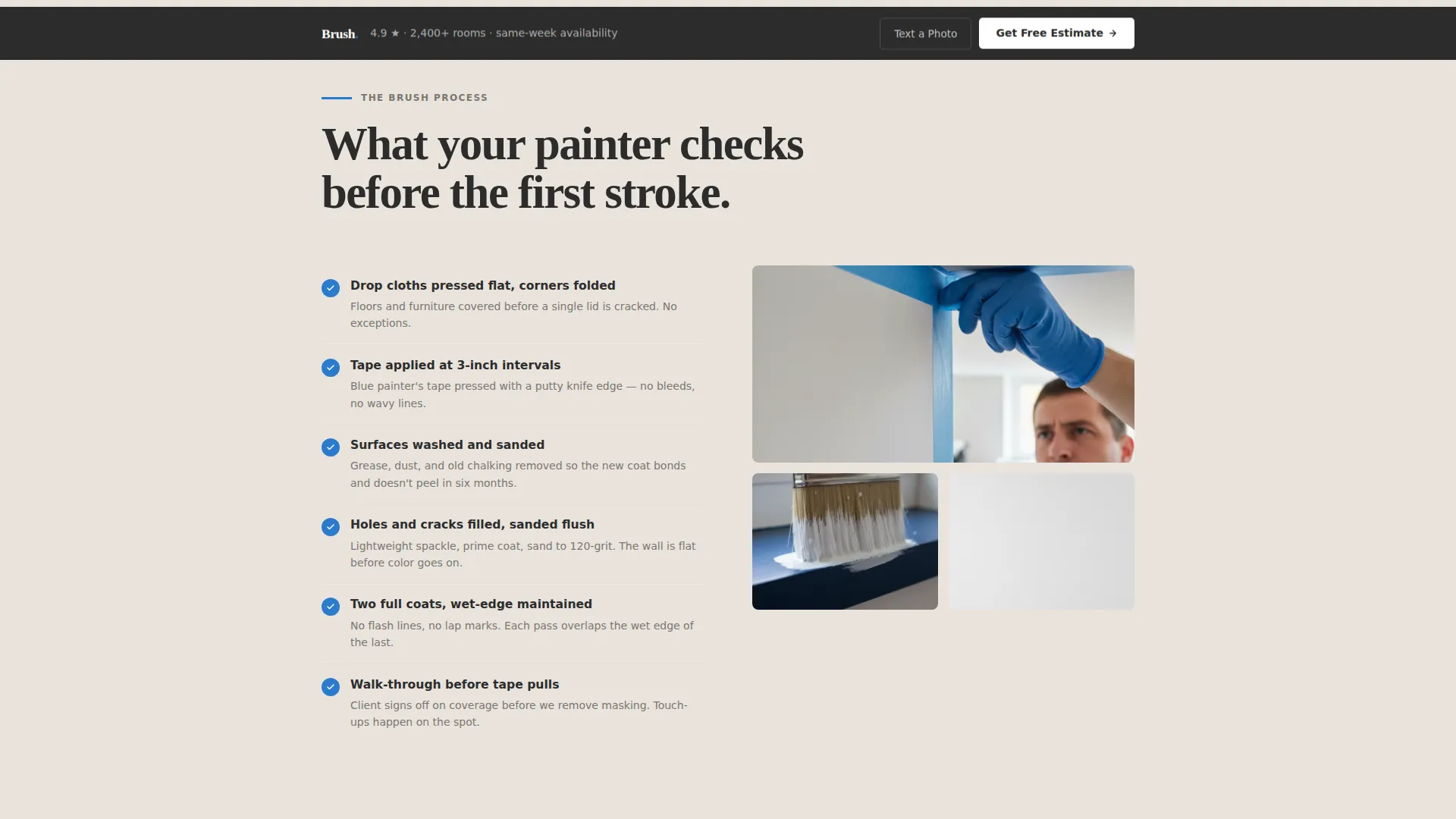 Editorial Painter Landing Page for Free Estimates
