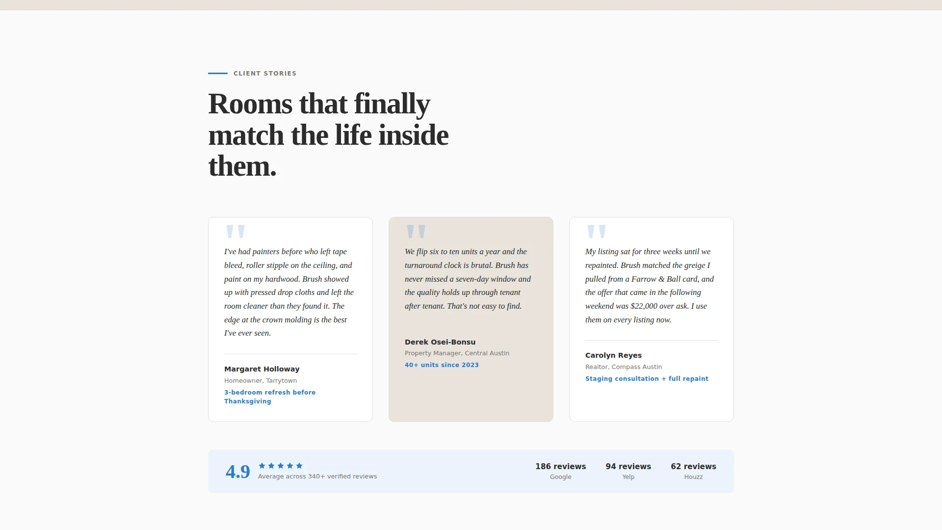 Editorial Painter Landing Page for Free Estimates