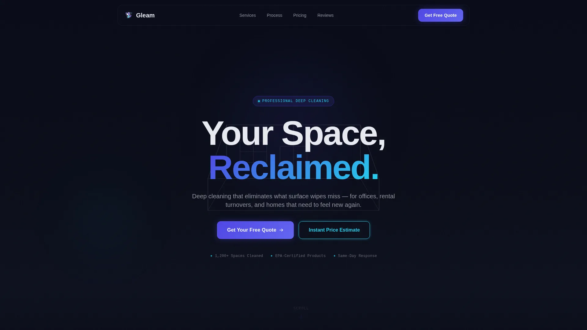 Futuristic Cleaning Service Tech Website Template