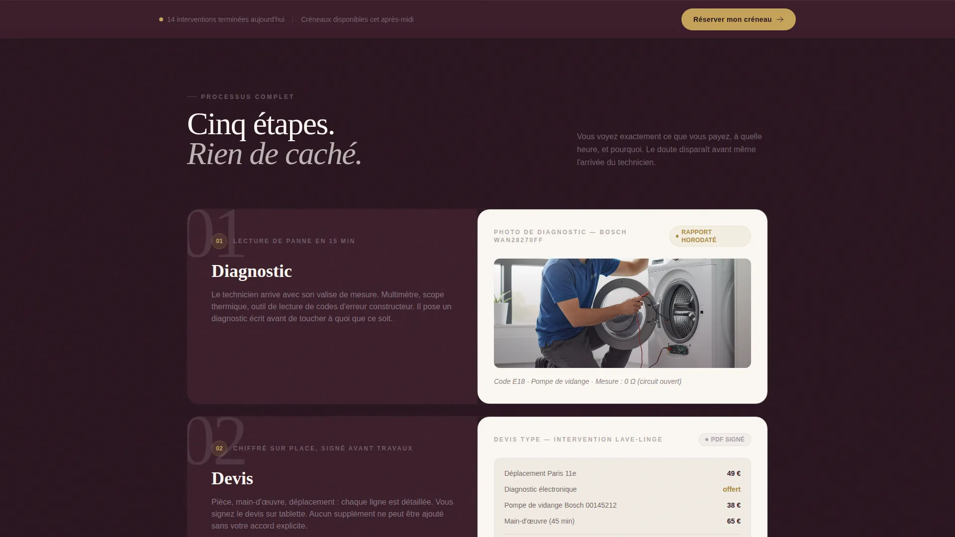 Paris Appliance Repair Booking Landing Page Template
