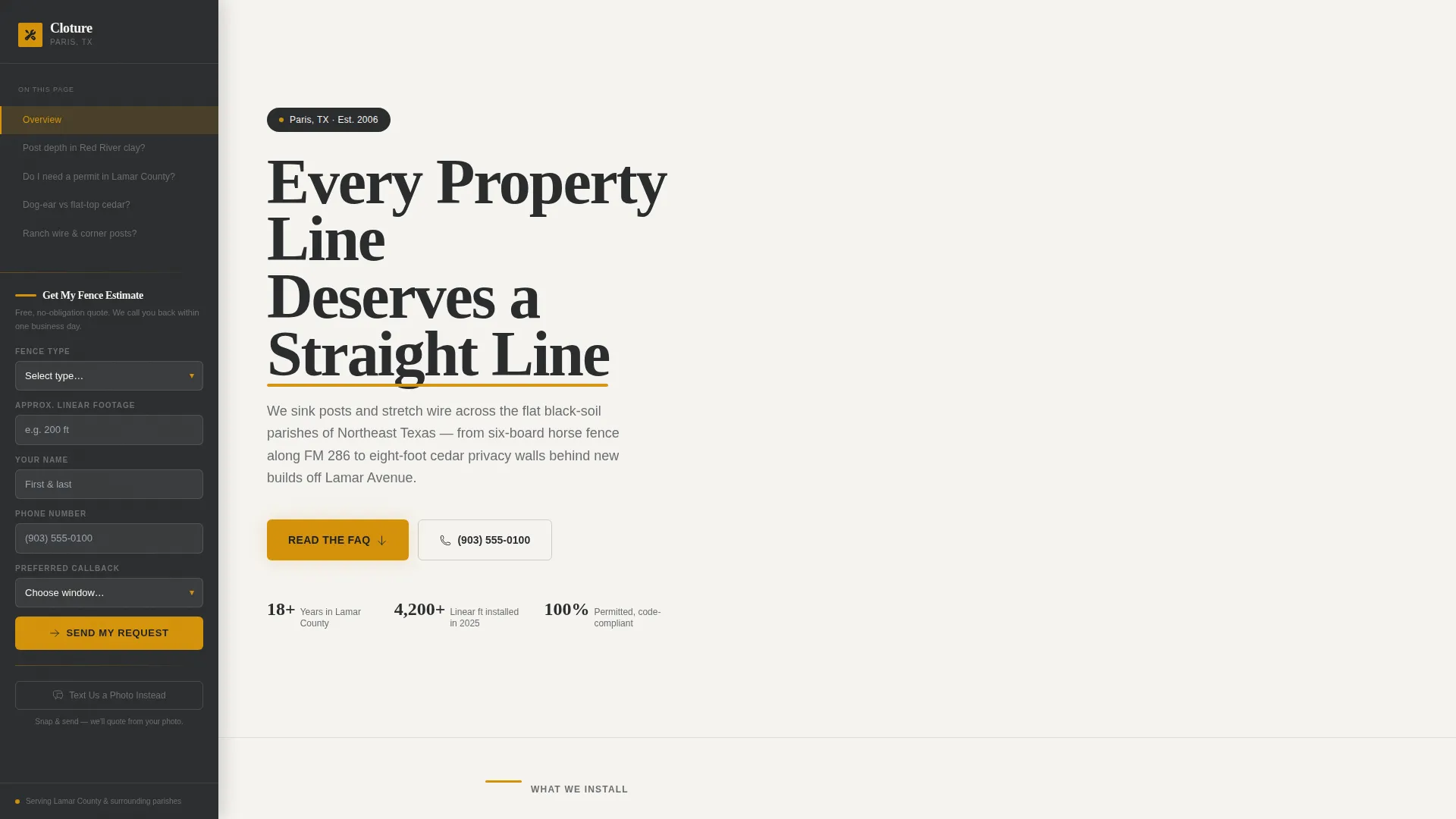 Fence Company Landing Page Template for Local Contractors