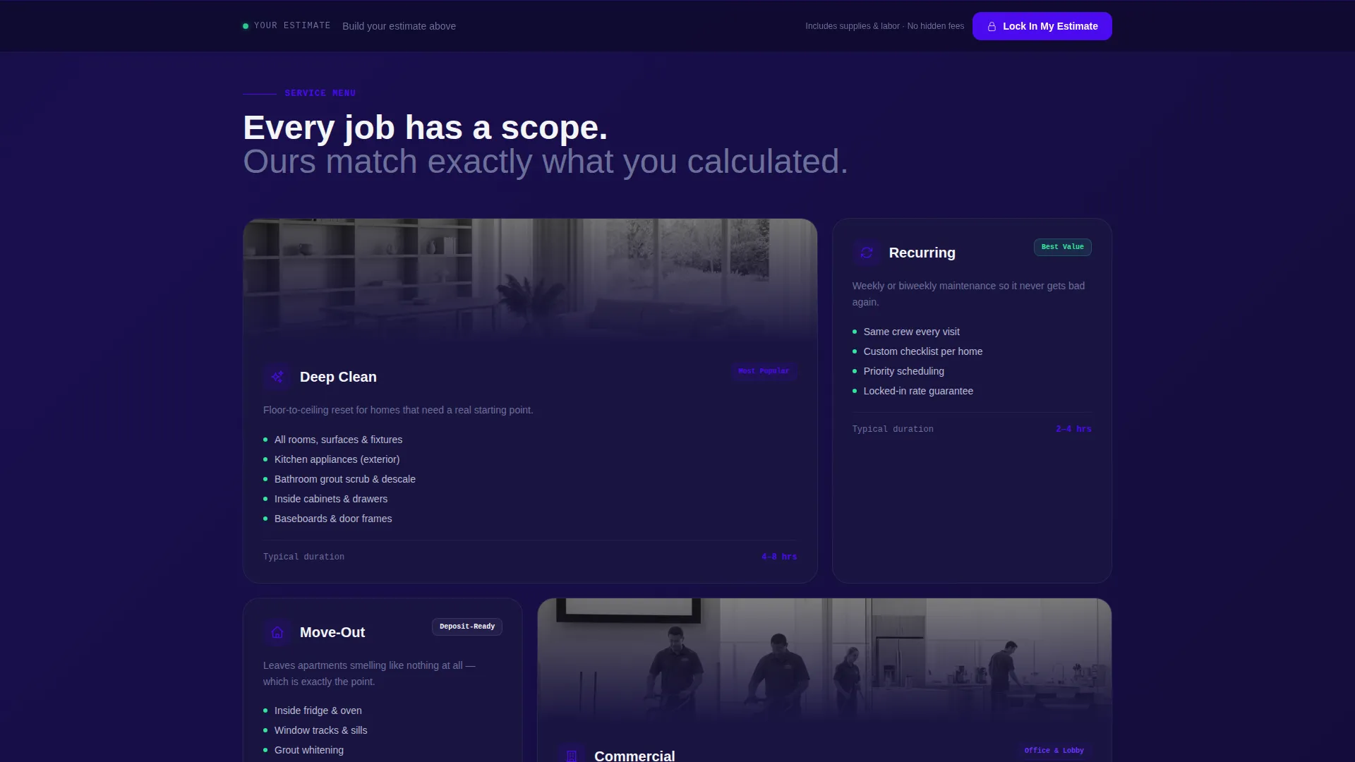 Cleaning Service Cost Estimator & Instant Quote Website Template