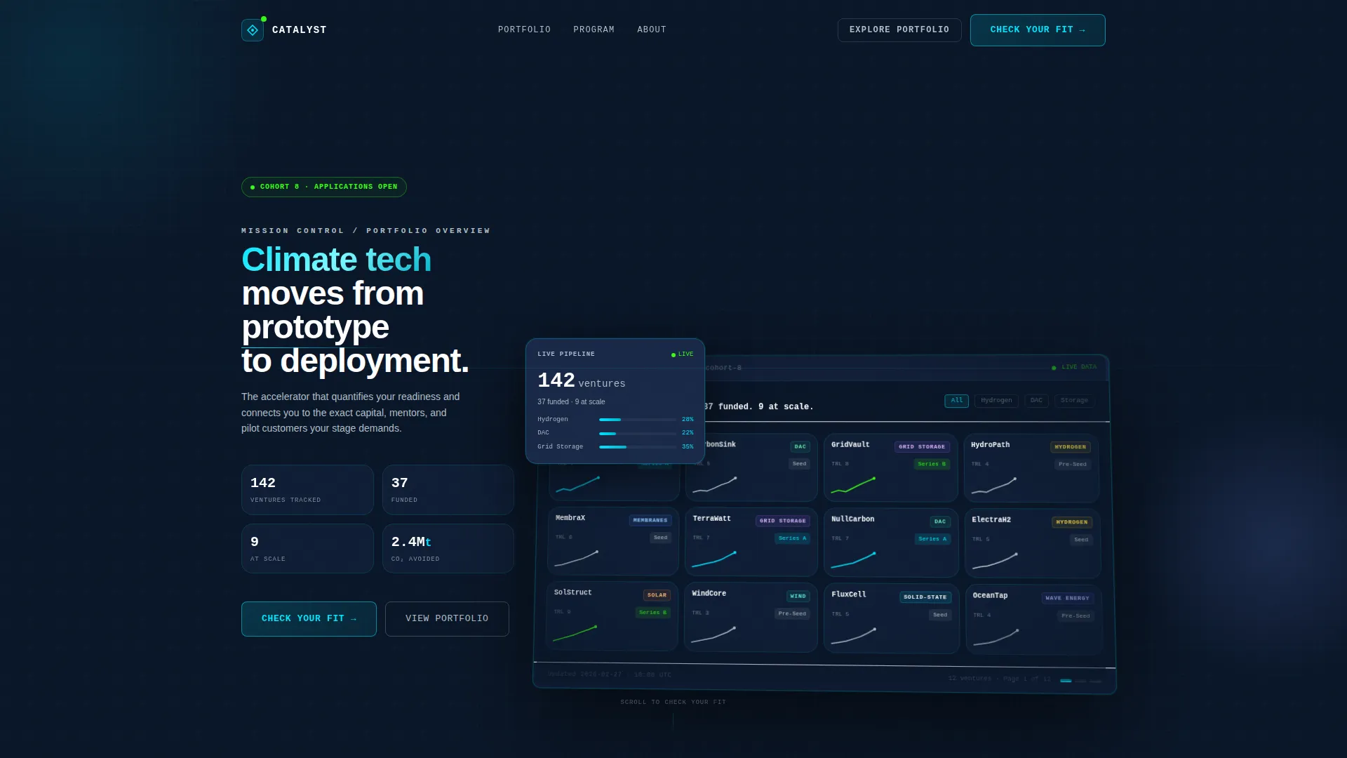 Climate Tech Accelerator Portfolio & Fit Score Website Template