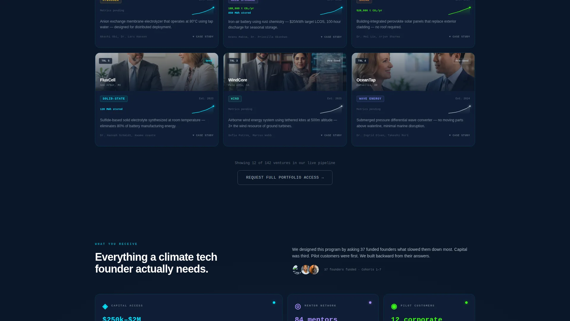 Climate Tech Accelerator Portfolio & Fit Score Website Template