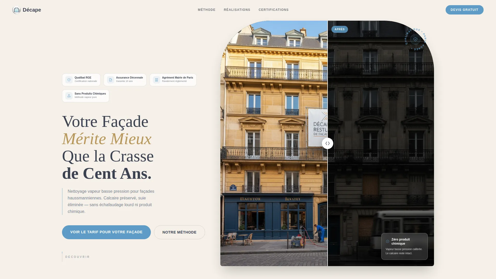 Façade Restoration Landing Page Template for Paris Services