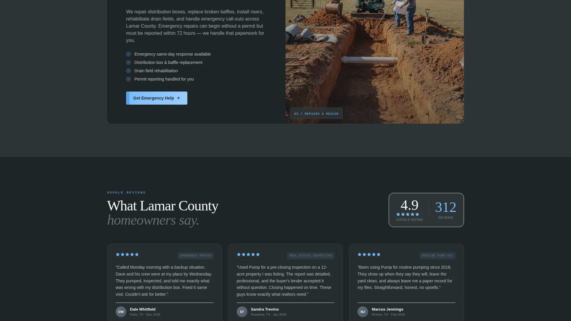 Septic Service Landing Page Template for Local Pros