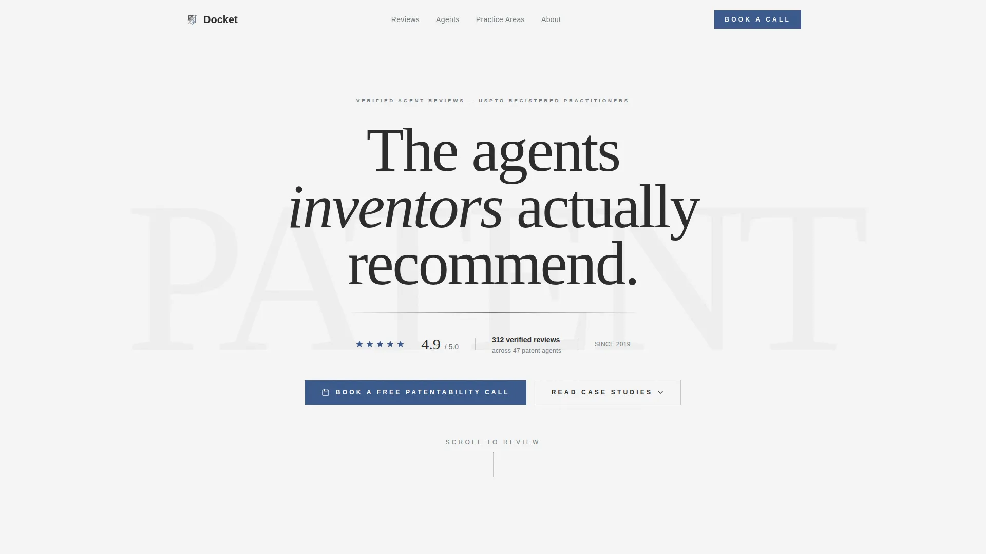 Patent Agent Reviews & Booking Landing Page Template