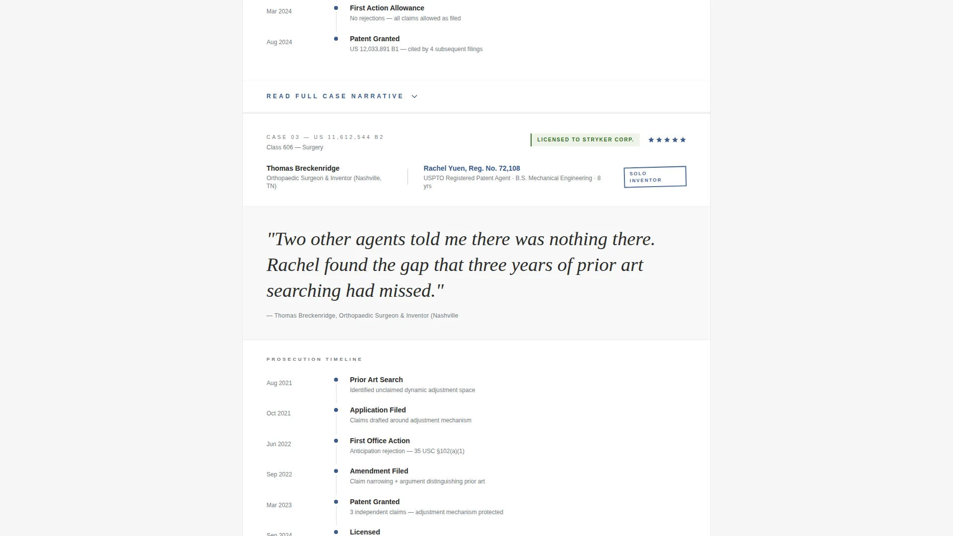 Patent Agent Reviews & Booking Landing Page Template