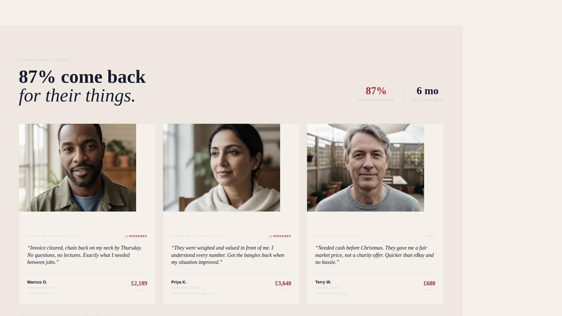 Pawnbroker Booking Landing Page Template